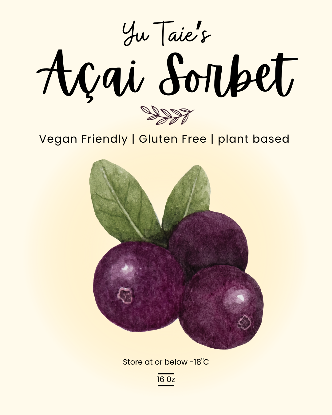 Organic Açai Sorbet, Malaysia, 16oz