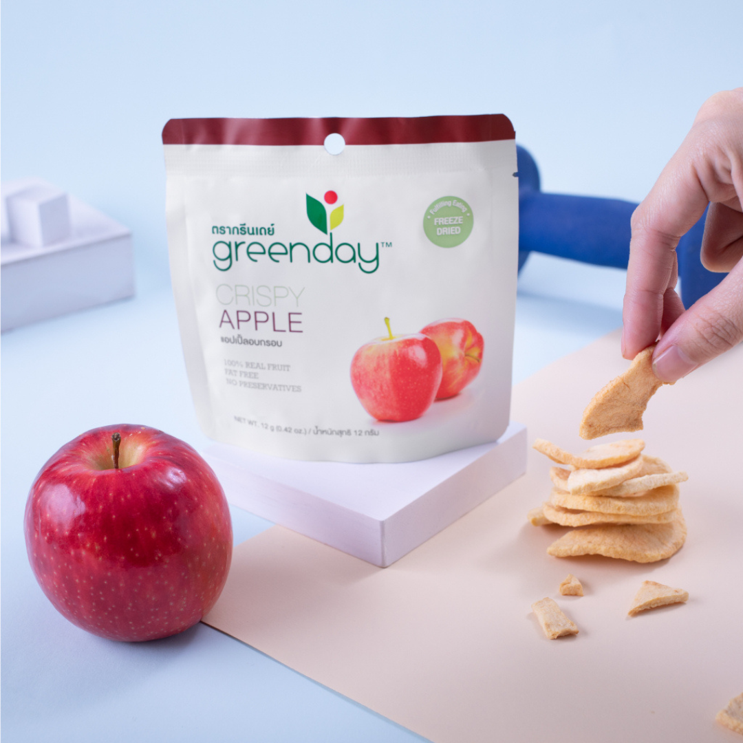 Greenday crispy apple, greenday crispy fruit chips bundle, single serving, all natural fruits, available at Yu Taie