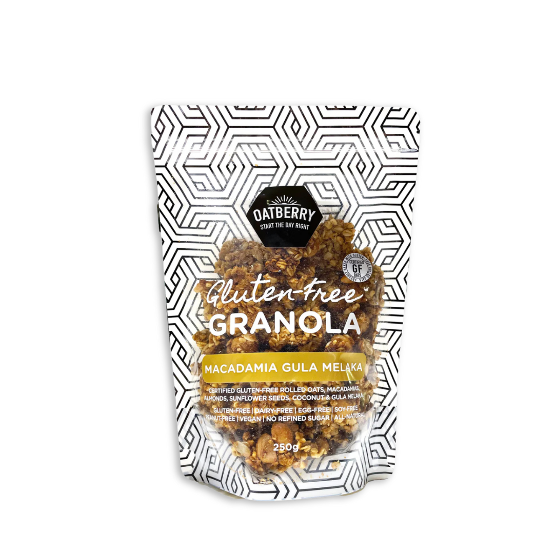 Oatberry Gluten Free Granola, Macadamia Gula Melaka, available at Yu Taie