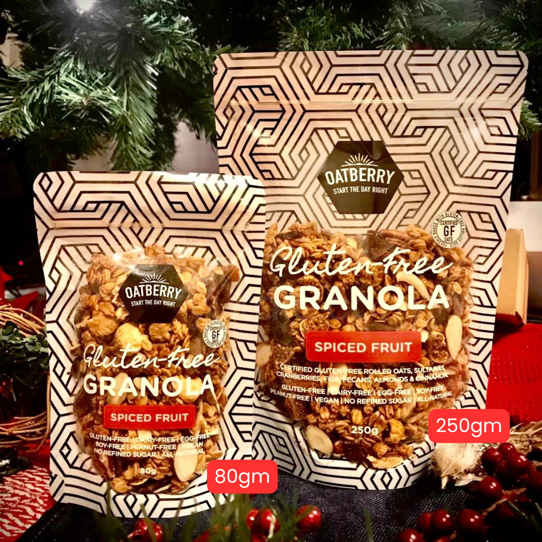 Oatberry Gluten Free Granola, Spiced Fruit, Christmas Edition, Xmas special, available at Yu Taie